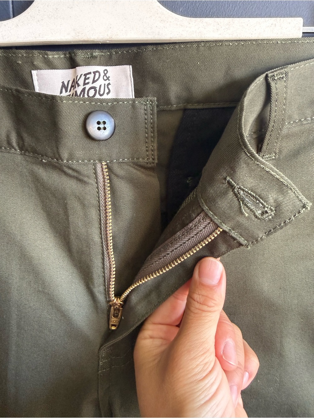 Naked & Famous Slim Chino, Khaki Green Stretch Twill, Size 31 x 31.5, EUC - Picture 4 of 11